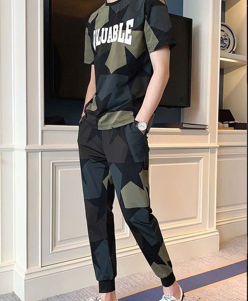 

men's tracksuits 2020 new arrival summer mens fashion camouflage sports suit casual men active leisure suits plus size -4xl, Gray