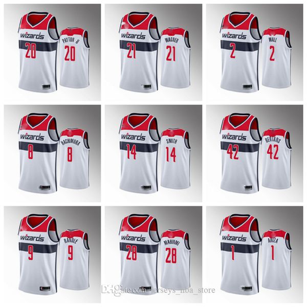 

washington wizards men john wall white basketball jersey davis bertans bradley beal rui hachimura thomas moritz wagner ish smith, Black;red
