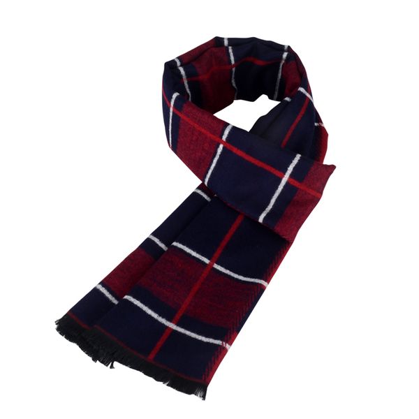 

windj plaid man scarf navy wine red cashmere cotton soft tassl, Blue;gray