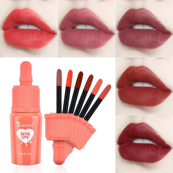

lip gloss teayason nude tint in milk bottle tube red purple cream long lasting waterproof velvet matte am126