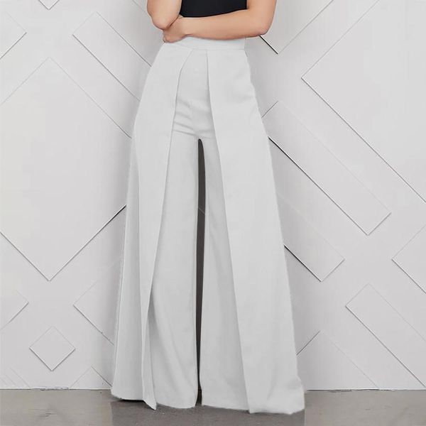 

work office high waist pants women elegant black white zipper loose long winter trousers streetwear female wide leg pants