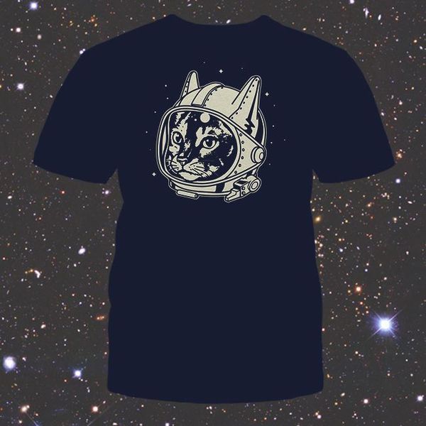 

casual printing tee new retro astro cat shirt, mens/& fitted womens, funny space cosmonaut man t-shirt