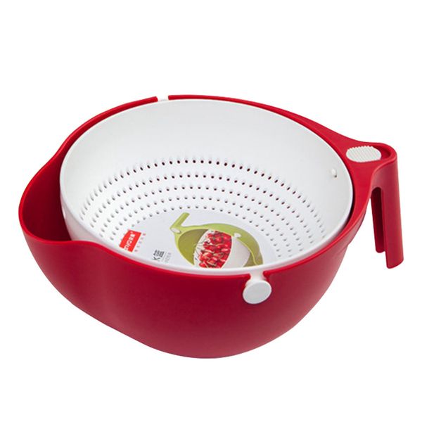 

colander drain basket strainer 360 degree flip double layer detachable washing