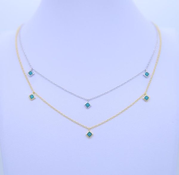 

chains charm 3 square enamel statement pendant necklace for women short sweet nice 925 sterling silver choker grace jewelry 2021