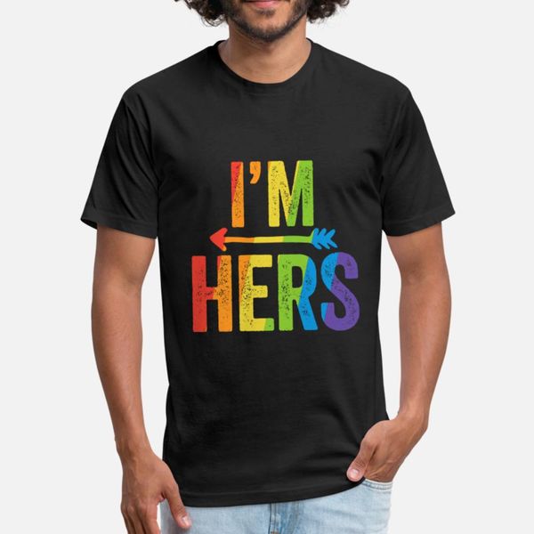 

i'm hers lesbian pride shirt lgbt bride wedding pride t shirt men knitted short sleeve round neck graphic casual summer style