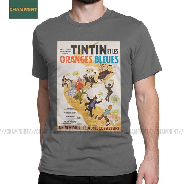 

the adventures of tintin oranges bleues film t-shirts men cotton t shirt herge comic snowy haddock captain dog short sleeve tee