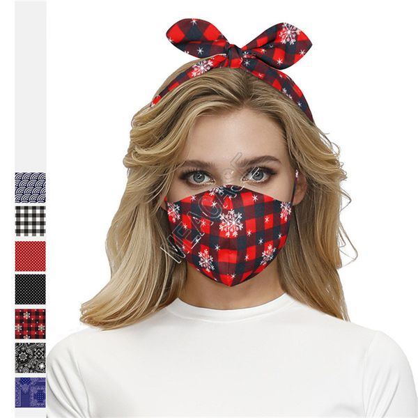 

designers headband masks multi-purpose hair band and face mask combination color tie dyed sunflowers floral plaid hairband mouth mask d9103, Black;white