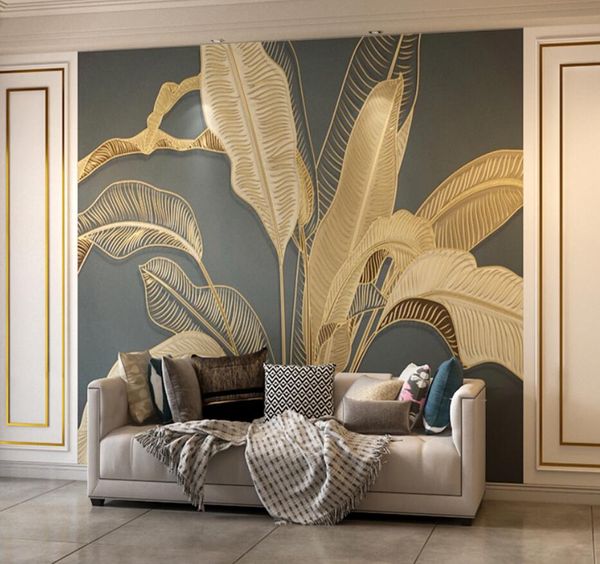 8D Wall pano TV fundo wallpapers 3d sala de estar quarto luz de papel de parede de luxo 5d alívio atmosfera retro banana mural