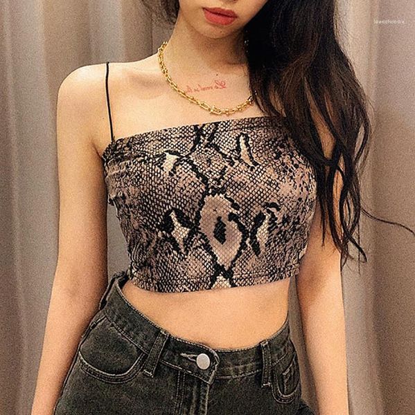 

casual slim natural color camis women clothing women designer snakeskin camis fashion print strapless crop, White