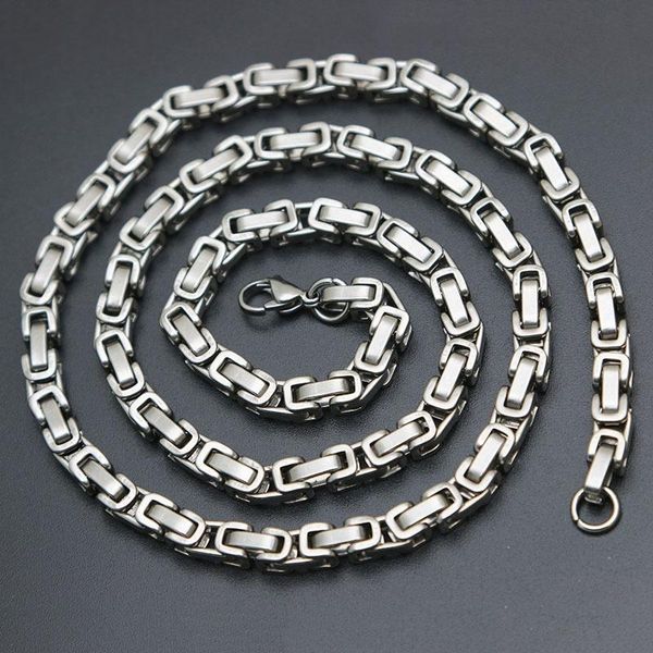 

mens chain 4mm 5mm silver tone 316 stainless steel byzantine box link necklace chain