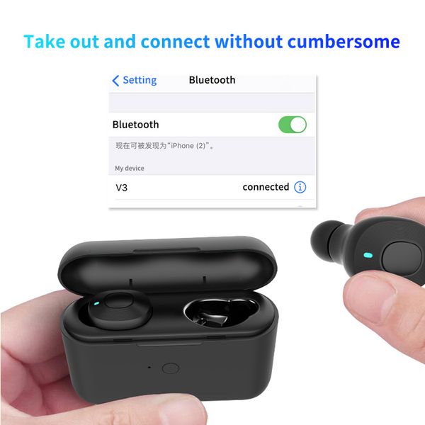 

tws in ear mini wireles bluetooth v5.0 mini earphone handin ear headphones headset for iphone samsung cellphone