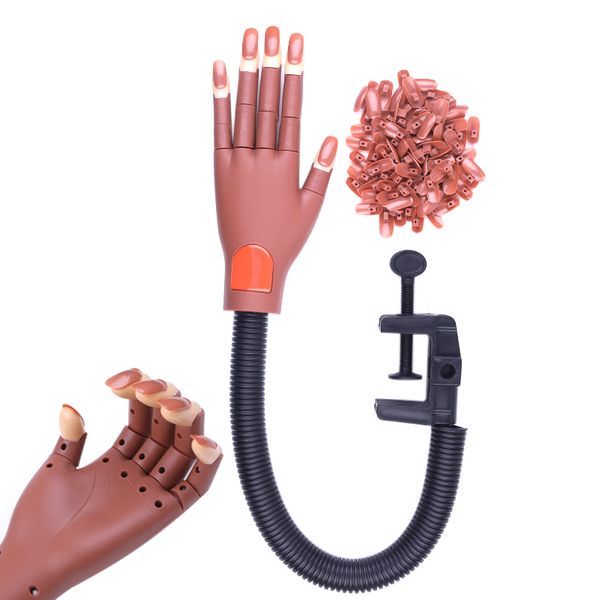 

professional nail art practice finger model hand joint flexible bent fake nail practice model display salon tool fake hand train, Red;gold