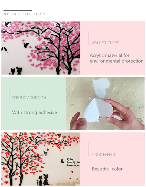 

creative flowering tree pattern acrylic wall sticker romantic home decor wall stickers 1pcs tv sofa background wall decorations