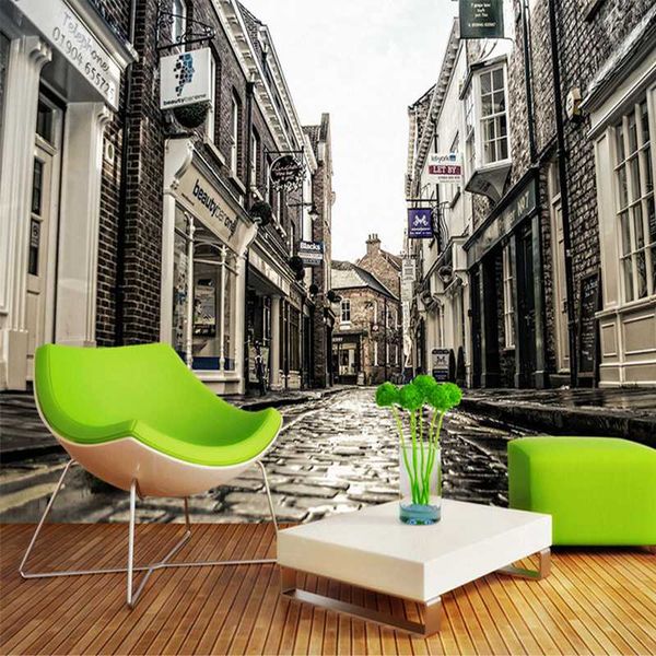 

обои современного заказа фото 3d нетканое настенного европейского город улица украшения дома картины стерео фресок для гостиной