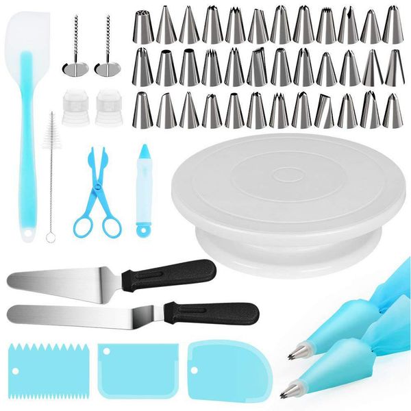 

52pcs professional non stick equipment pastry tube cake decorating kit turntable