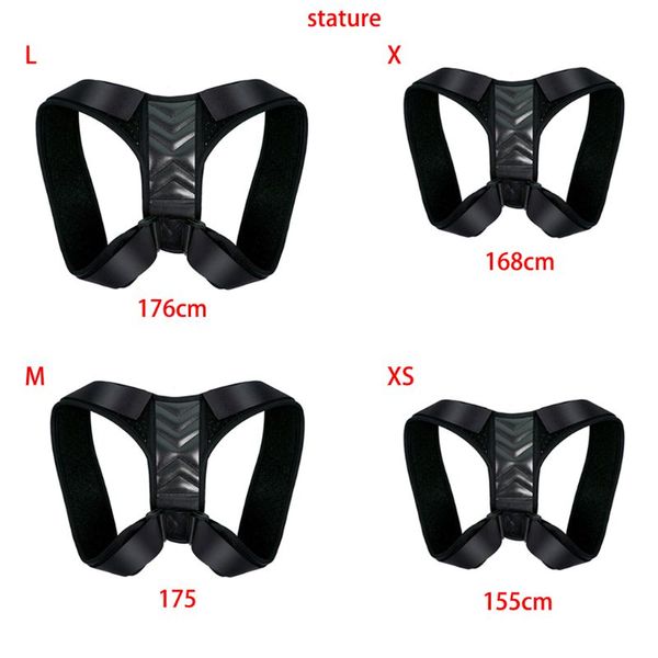 

back support brace belt adjustable posture corrector clavicle spine 27rd, Black;blue