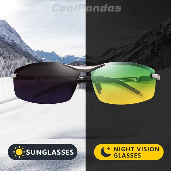 

coolpandas 2020 pchromic sunglasses men day night-vision polarized chameleon glasses driving uv400 sun glasses oculos de sol, White;black