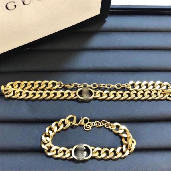 

vintage letter women bracelets ins fashion hollow chain necklaces trendy personality charm female bracelet jewelry, Golden;silver