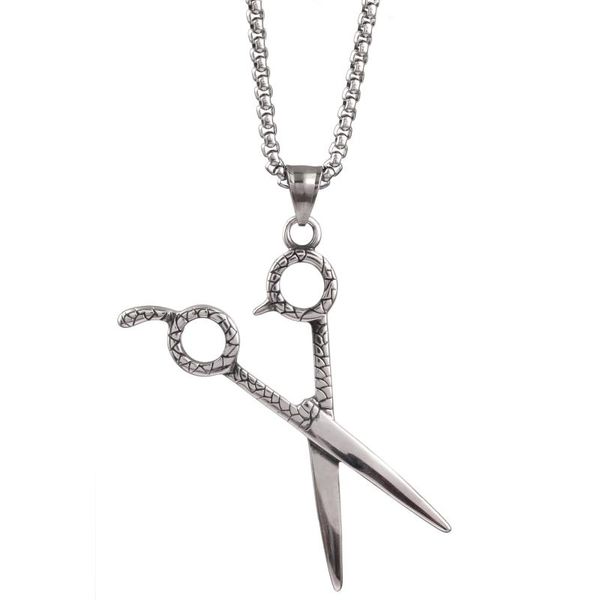 

stainless steel scissors pendant necklace barber scissor stylist with chain necklace for women men jewelry gift, Silver