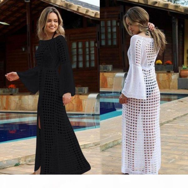 

women' beach bikini cover up long kaftan dress summer boho maxi dress swimwear mesh see-through beach sundress swimming, Blue;gray