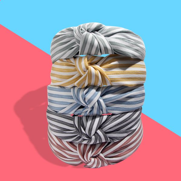 

quality striped print wide knotted turban headband hair hoop fashion multicolor elegant hair band for girl hair accessories