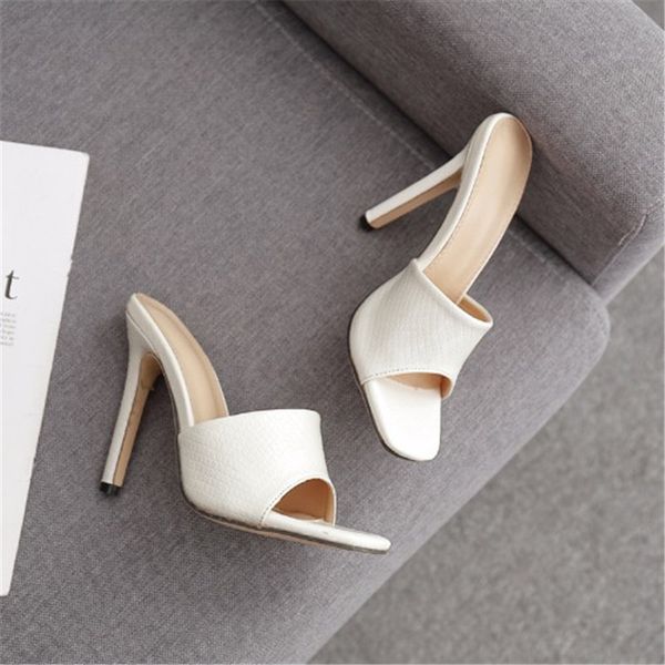 

summer shoes high heels stilettos pumps women shoes pu leather slip-on peep toe female sandals black white