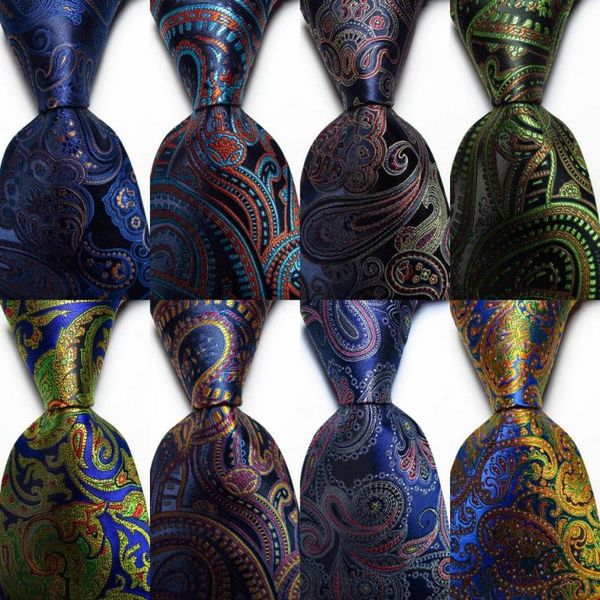 

new fashion paisley tie men's 9cm silk necktie set blue gold red jacquard woven 100% silk men's tie necktie, Black;gray