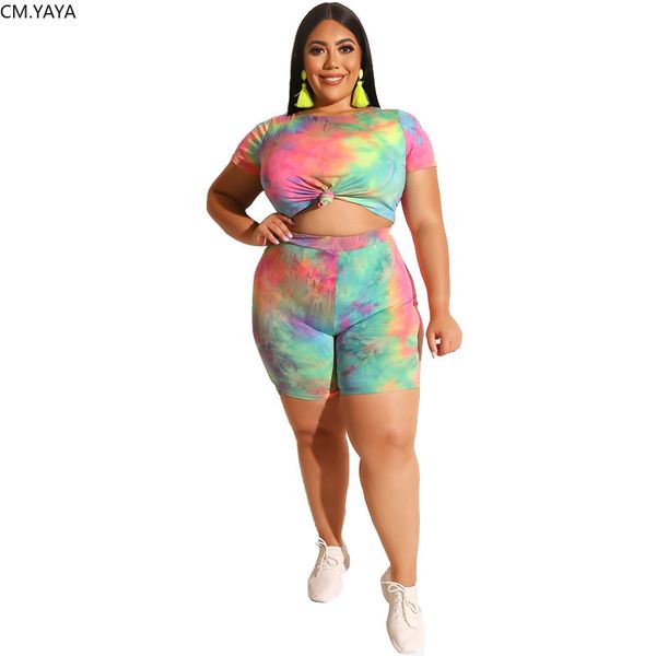 

plus size xl-5xl autumn tie-dye stripe women set long sleeve tshirt pencil shorts suit two piece set fashion tracksuit 19328 x0923, Gray