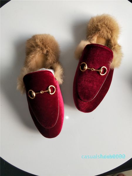 

fall and winter ladies luxury fur mule slippers ladies leather flat suede mule shoes love shoes fashion outdoor slippers c30, Black