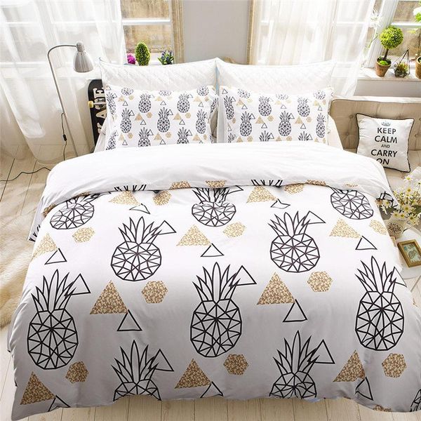 

40 pineapple tropical plant printed bedding sets duvet cover set with pillowcase 2/3 pcs bed covers twin  king 80070