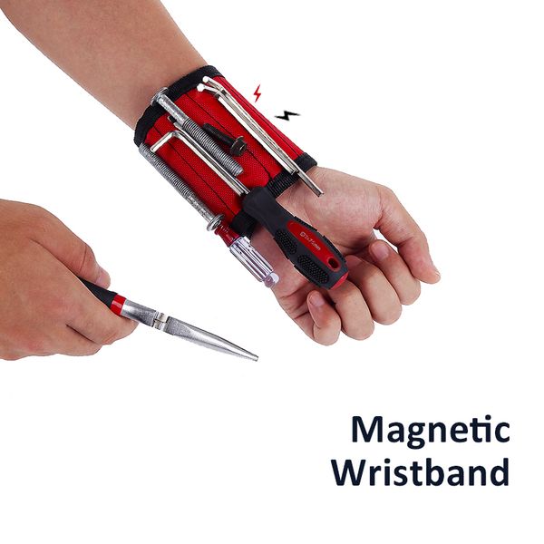 

2020 magnetic polyester bracelet wristband screw repair tool bag electrician wrist toolkit belt screw nails scissors