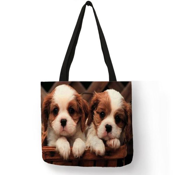 

cute golden retriever print tote bag for women reusable large capacity shopping bags lady tote casual shoulder bags