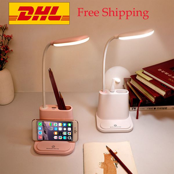 

rechargeable multi-functional table lamp led desk lamp eye-caring dimmable table lamp touch control portable desk light for dorm dhl