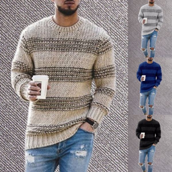 

2020fw mens knitted mens fashion casual striped sweaters new trendy pullover sweaters youth new arrival style pullovers outdoorwears, White;black