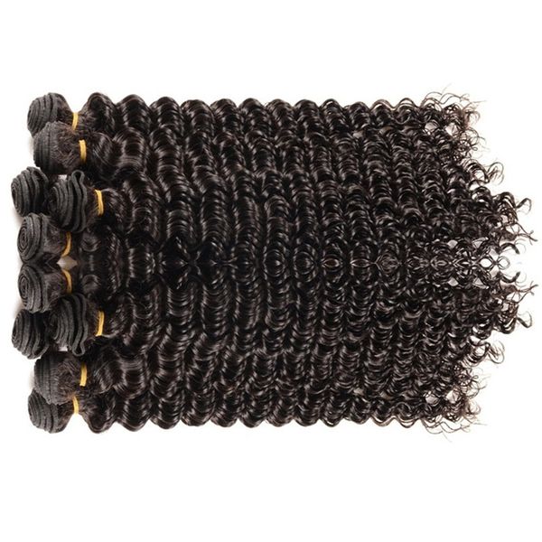 

wholesale unprocessed brazilian deep wave virgin hair 1kg 10pcs human hair extension bundle weave cuticle aligned hair cut from one donor, Black