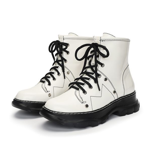 

boots thick-soled comfortable short women white black british style wild fleece