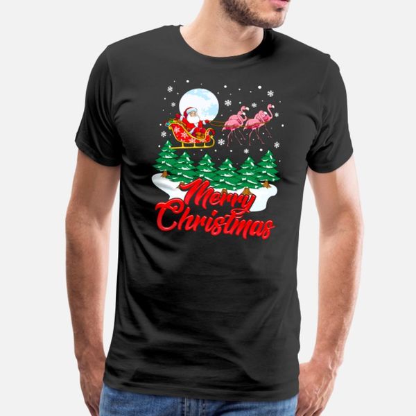 

funny flamingo santa merry christmas gift xmas t shirt men print tee shirt crew neck trend anti-wrinkle funny spring novelty shirt