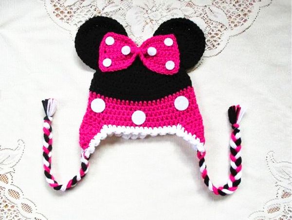 

pink crochet hat ,handmade crochet baby hat, girl cartoon hat children's beanie cap p prop 0-6years, Slivery;white
