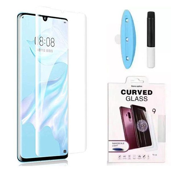 

cgjxs3d curved full glue tempered glass for huawei p30 pro mate 20 30 pro full adhesive screen protector case friendly with uv light in box