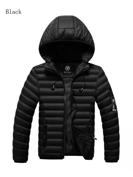 

winter jacket men 2020fashion stand collar male parka hooded jacket mens solid thick outerwear andcoats man winter parkas l-3xl, Black
