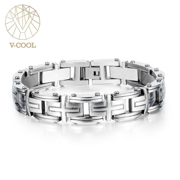 

2020 new cuban stainless steel cross chain bracelet men 15mm wide curb bracelet hip hop rock sports jewelry vb1108, Black