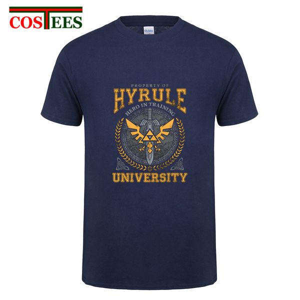 

drop shpping vintage hyrule university t-shirt women men vinyl art zelda t shirt homme funny retro design wholesale perfect gift