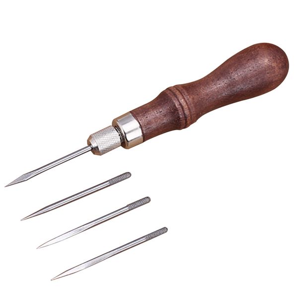 

leather sewing 4 in 1 diy wood handle tool leathercraft repair stitching awl