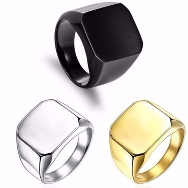 

men luxury business ring simple domineering square gold black silver finger rings for mens fashion jewelry