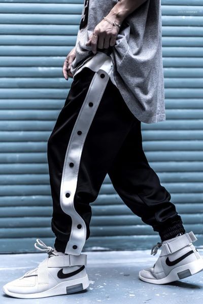 

street loose solid color cool sport pants fashion mens pants button mens designer pants basketball casual, Black