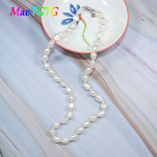 

fashion natural freshwater pearl necklace for women double-faced freshwater pearl necklaces party wedding jewelry gift wholesale, Silver