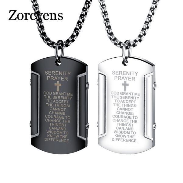 

zorcvens black and silver color stainless steel cross bible tap pendant necklace for man