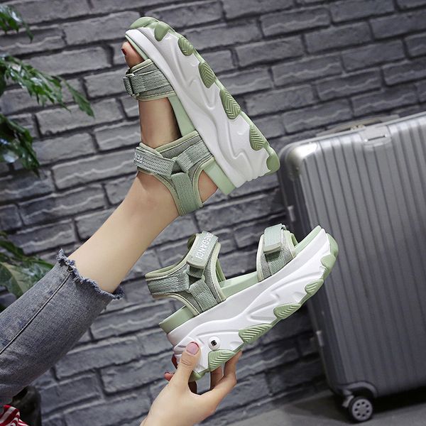 

wedge comfort shoes for women muffins shoe 2020 summer luxury sandals high heels suit female beige increasing height on, Black