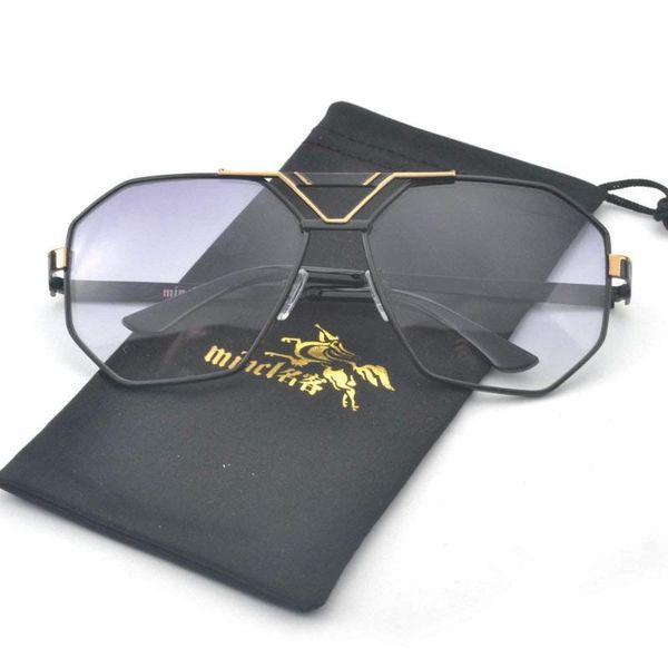 

mincl/2020 men square sunglasses for women black gold metal frame sun glasses for men 2020 brown clear man sunglasses uv400 nx, White;black