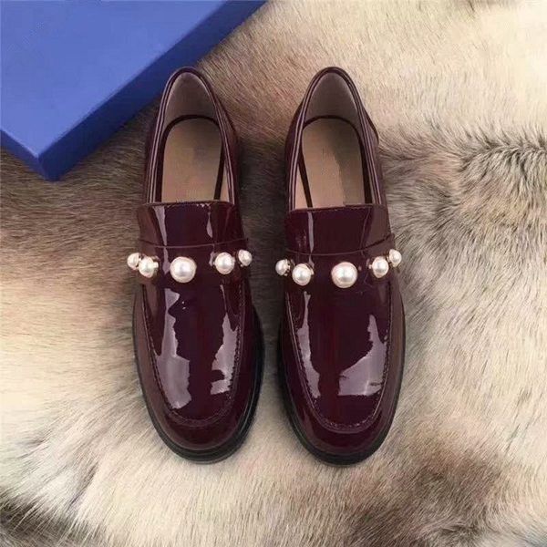 

pearl loafers spring 2020 leather platform shoes women, Black